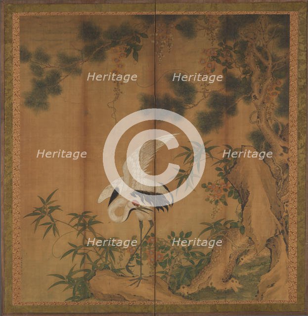 Crane and Pine, late 19th century. Creator: Chen Zhaofeng.
