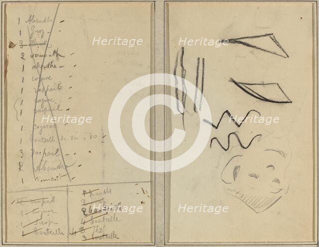 Neige (Snow); Itinerary [recto], 1884-1888. Creator: Paul Gauguin.