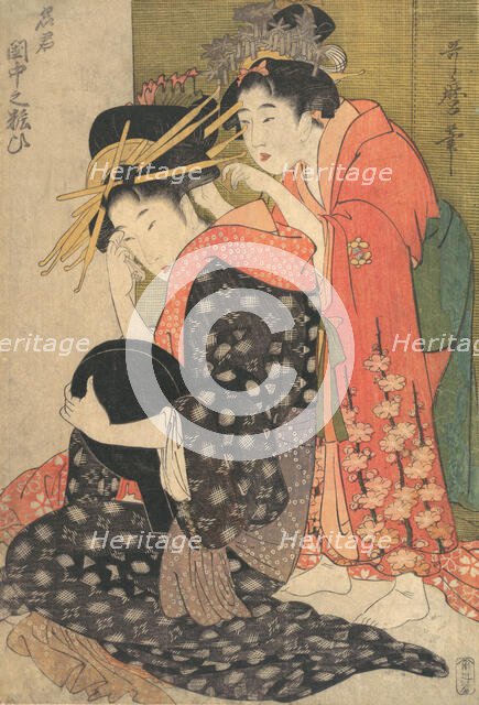 The Oiran Yoso-oi Seated at Her Toilet, ca. 1799. Creator: Kitagawa Utamaro.