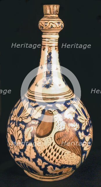 Pear-Shaped Bottle with Birds, Iran, 17th century. Creator: Unknown.