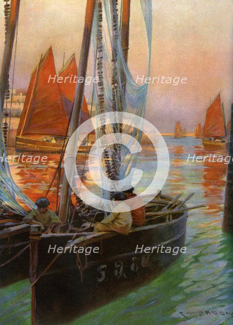 'Brest Fishing Boats', 1907.  Artist: Charles Padday