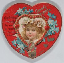 Valentine - mechanical - heart opens to reveal Cupid, ca. 1875. Creator: Ernest Nister.