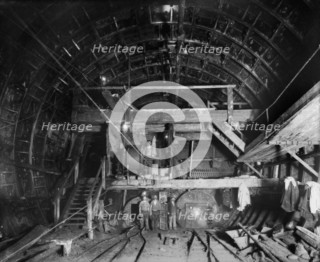 Excavation of Rotherhithe Tunnel, Shadwell, London, 1906. Artist: Unknown.