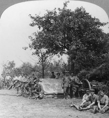 A battery of Royal Field Artillery enjoying a few hours rest in a wood, World War I, c1914-c1918. Artist: Realistic Travels Publishers