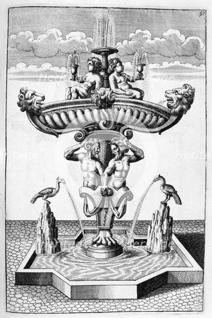 Ornamental fountain design, 1664. Artist: Georg Andreas Bockler