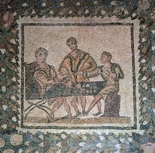 Detail of a Roman floor mosaic showing dice players, 3rd century. Artist: Unknown