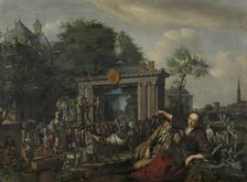 Open-air theatre performance, 1670-1698.  Creator: Matthys Naiveu.