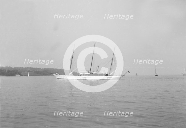 The three mast steam yacht 'Aries'. Creator: Kirk & Sons of Cowes.