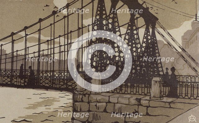 The Chain Bridge in Saint Petersburg, Early 20th cen.. Creator: Anna Petrovna Ostroumova-Lebedeva.