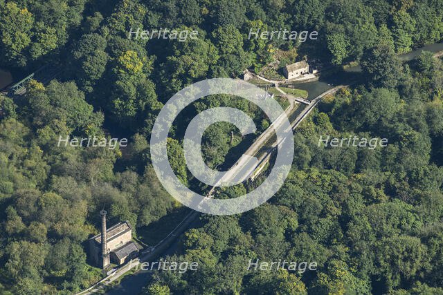 Cromford Canal engine house, aqueduct and canal lengthman's cottage, Derbyshire, 2024. Creator: Robyn Andrews.