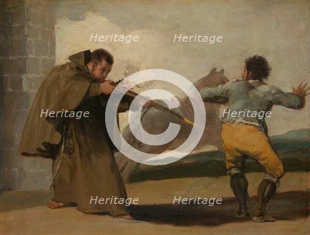 Friar Pedro Shoots El Maragato as His Horse Runs Off, c. 1806. Creator: Francisco Goya.