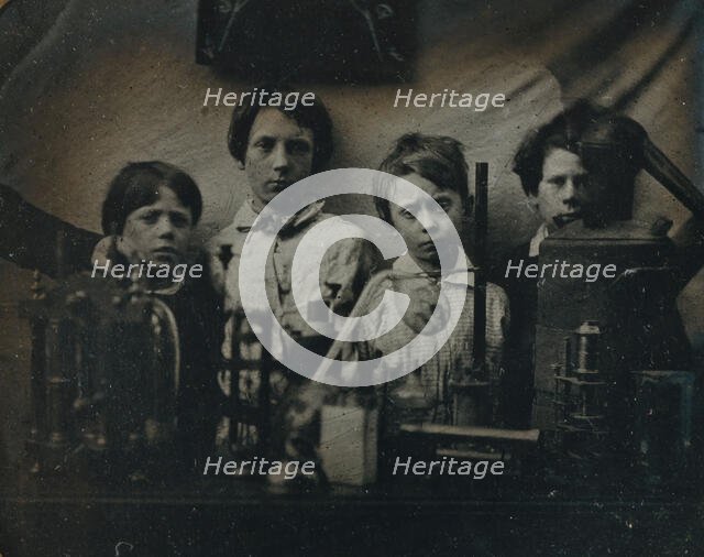 Boys Behind a Science Experiment, late 1850s. Creator: Unknown.