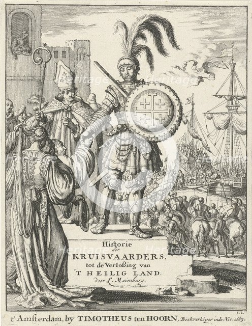 Knight with the coat of arms of Jerusalem (From: Historie der kruisvaarders, tot de verlossing van't Artist: Ten Hoorn, Timotheus (1644-1715)