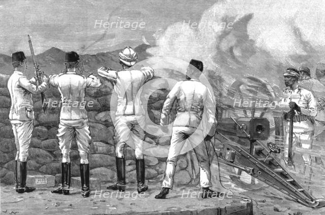 ''The Siege of Suakin (north eastern Sudan) Fort Gemaizeh in Action; from sketches by the late Mr. R Creator: Richard Wake.