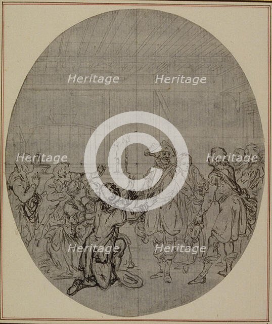 Study for a second edition, never published, of Colle's "La Partie de Chasse de Hen..., before 1766. Creator: Hubert Francois Gravelot.