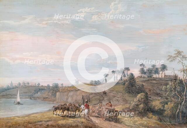 View of Chatham, on the River Medway, Rochester in Distance, 1802. Creator: Paul Sandby.