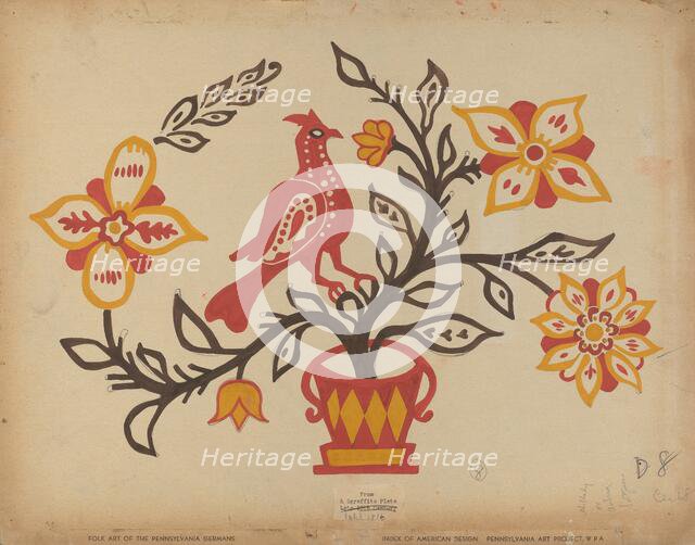 Drawing for Plate 8: From the Portfolio "Folk Art of Rural Pennsylvania", c. 1939. Creator: Unknown.