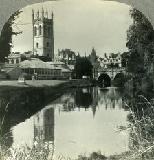 'Looking Northeast from the River Cherwell to the Tower of Magdalen College, Oxford, England', c1930 Creator: Unknown.