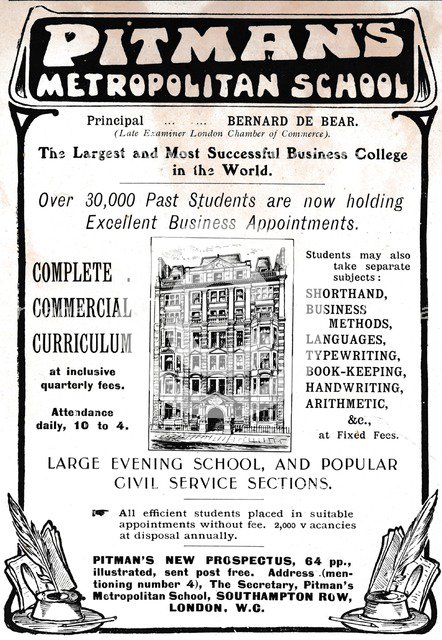 Pitman's Metropolitan School, 1906.