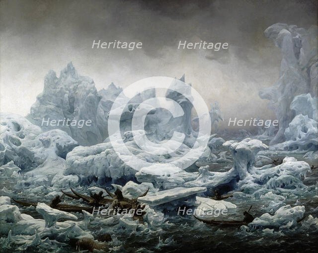 View of the Glacial Ocean, Walrus Fishing in Greenland, 1841. Creator: Biard, François-August (1798-1882).