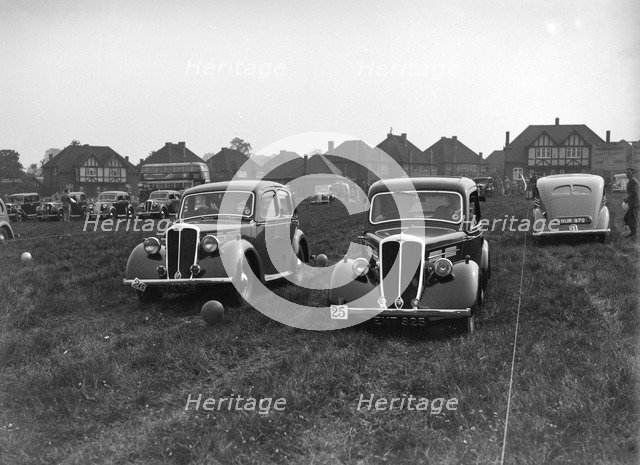 Standard Flying Twelve and Flying Nine at the Standard Car Owners Club Gymkhana, 8 May 1938. Artist: Bill Brunell.