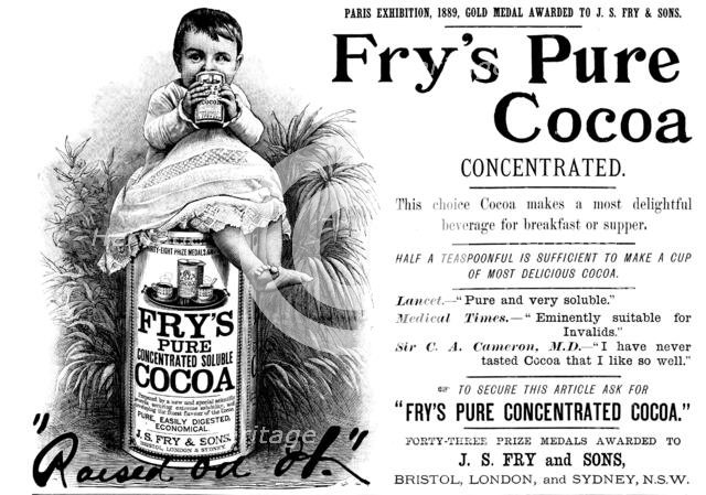 Advertisement for Fry's Pure Cocoa, 1890. Creator: Unknown.