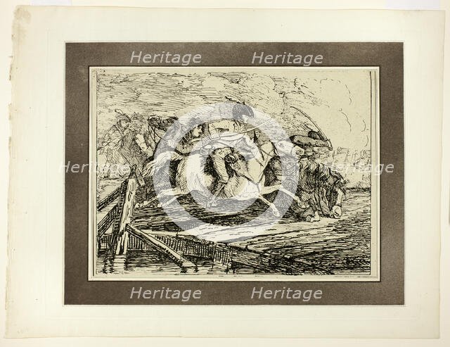 Cavalry Charging, from the first issue of Specimens of Polyautography, 1801, published 1803. Creators: Johann Conrad Gessner, Philipp André, James Heath.