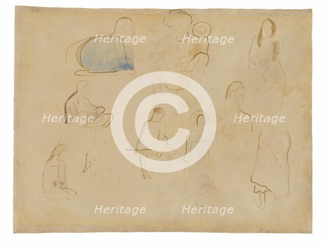 Ten Studies of Tahitian Figures, 1891/93. Creator: Paul Gauguin.