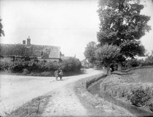 Small boy and a donkey on a road leading into Chalgrove, Oxfordshire, c1860-c1922.  Artist: Henry Taunt