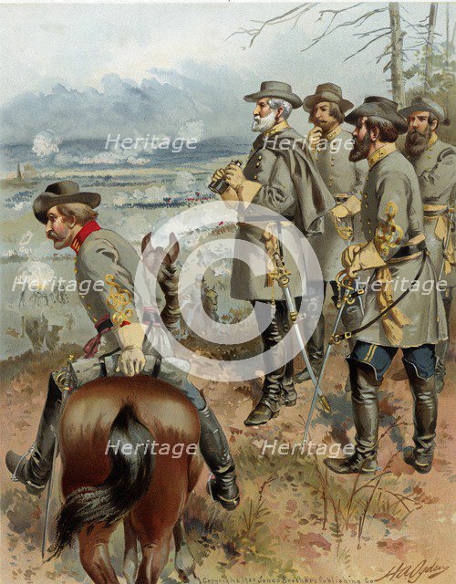 General Robert E Lee at Frediericksburg, 13th December 1862, pub. 1900 (colour lithograph)