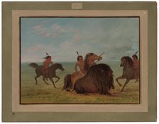Camanchees Lancing a Buffalo Bull, 1861/1869. Creator: George Catlin.