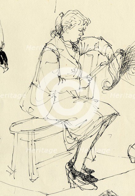 Seated woman reading, 1953. Creator: Shirley Markham.