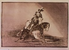 Bullfighting, series of etchings by Francisco de Goya. Plate 11: 'The Cid Campeador lancing anoth…