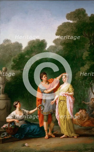 Amant couronnant sa maîtresse (lover crowns his beloved), 1773. Creator: Vien, Joseph Marie (1716-1809).