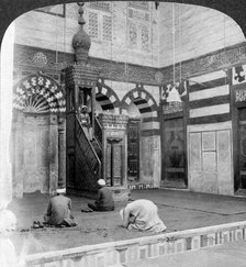'The prayer-niche and pulpit in the tomb mosque of Kait Bey, Cairo, Egypt', 1905.Artist: Underwood & Underwood