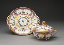 Covered Bowl and Stand (Écuelle), Sèvres, 1779. Creators: Sèvres Porcelain Manufactory, Jean-Jacques Pierre le Jeune, Henri-Martin Prevost III.