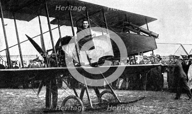 British aeroplane with quick-fire gun, First World War, 1914. Artist: Unknown