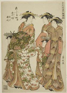 The Courtesan on PaThe Courtesan Toji of the Ogiya with Her Attendants Satoji and Uraji, f..., 1784. Creator: Torii Kiyonaga.