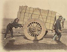 Shariki, or Cart-Pushing Coolies, ca. 1860. Creator: Felice Beato.