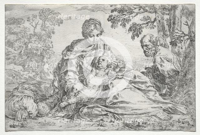 Rest on the Flight into Egypt. Creator: Simone Cantarini (Italian, 1612-1648).