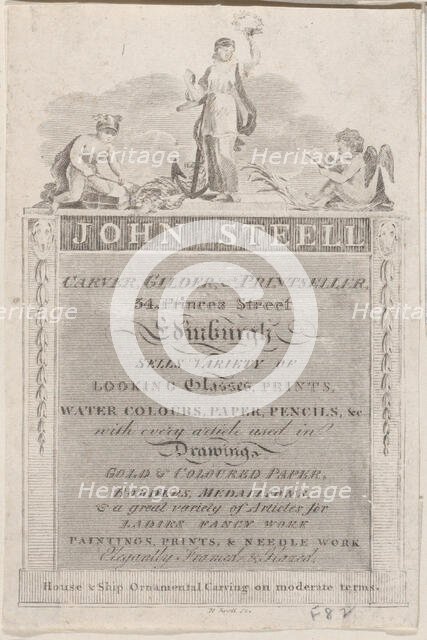 Trade Card for John Steell, Carver, Gilder, and Printseller, 19th century., 19th century. Creator: Anon.