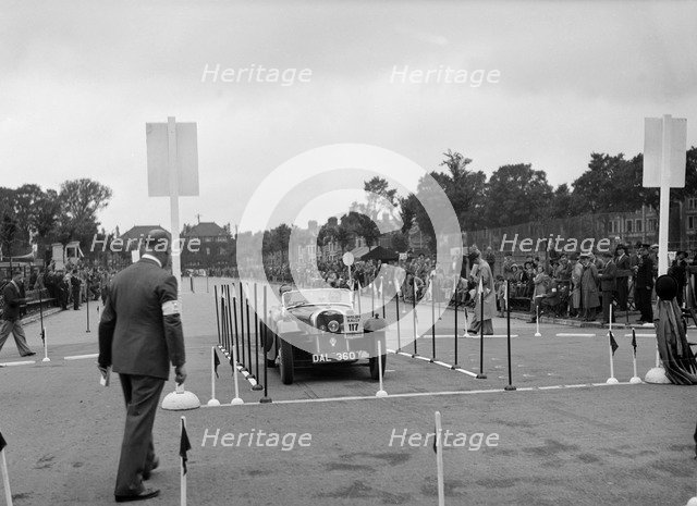 Morgan 4/4 2-seater sports of GN Scott competing in the South Wales Auto Club Welsh Rally, 1937 Artist: Bill Brunell.