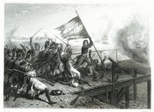 Napoleon Bonaparte on the Bridge of Arcole in the Italian campaign, November 1796, defeating the …