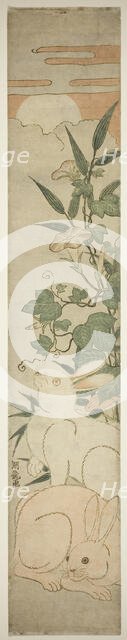 Morning-Glories, Rabbits, and Moon, c. 1780. Creator: Isoda Koryusai.
