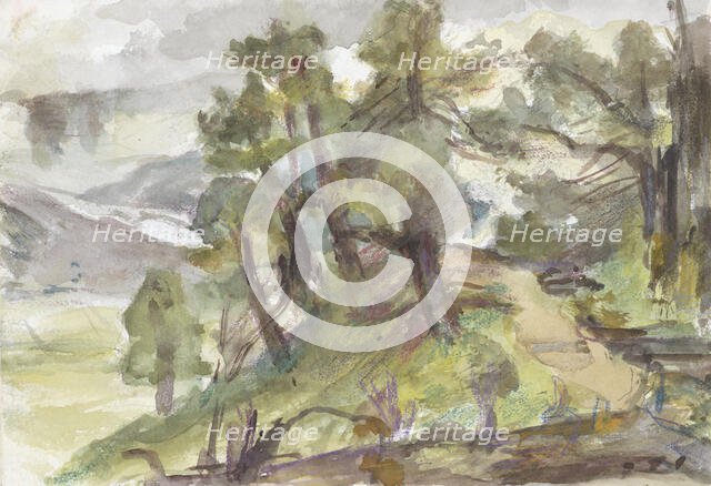 Wooded hilly landscape, 1834-1911. Creator: Jozef Israels.