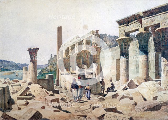 'Temple of Venus Athor, Philae', 19th century. Artist: FH Naudin
