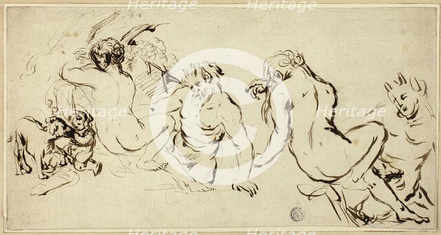 Sketches of Nymph, Satyr and Putto, n.d. Creator: John Vanderbank.