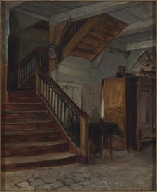 Room Interior with Winding Staircase, late 19th-early 20th century. Creator: Francis Davis Millet.