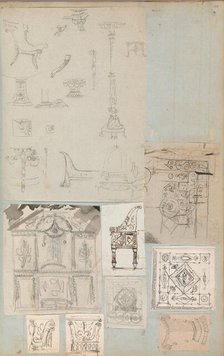 Page from a Scrapbook containing Drawings and Several Prints of Architecture, Int..., ca. 1800-1850. Creators: Workshop of Charles Percier, Workshop of Pierre François Léonard Fontaine.