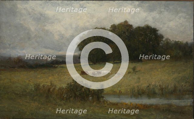 Bright Scene of Cattle near Stream. Creator: Edward Mitchell Bannister.